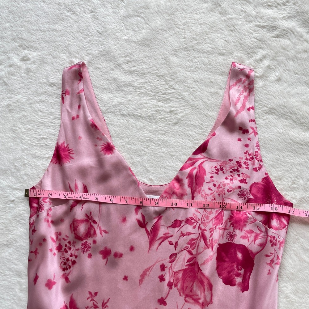 Reformation Lila Silk Midi Dress Milla Floral Pink V-Neck Slip Dress Large - Picture 6 of 10